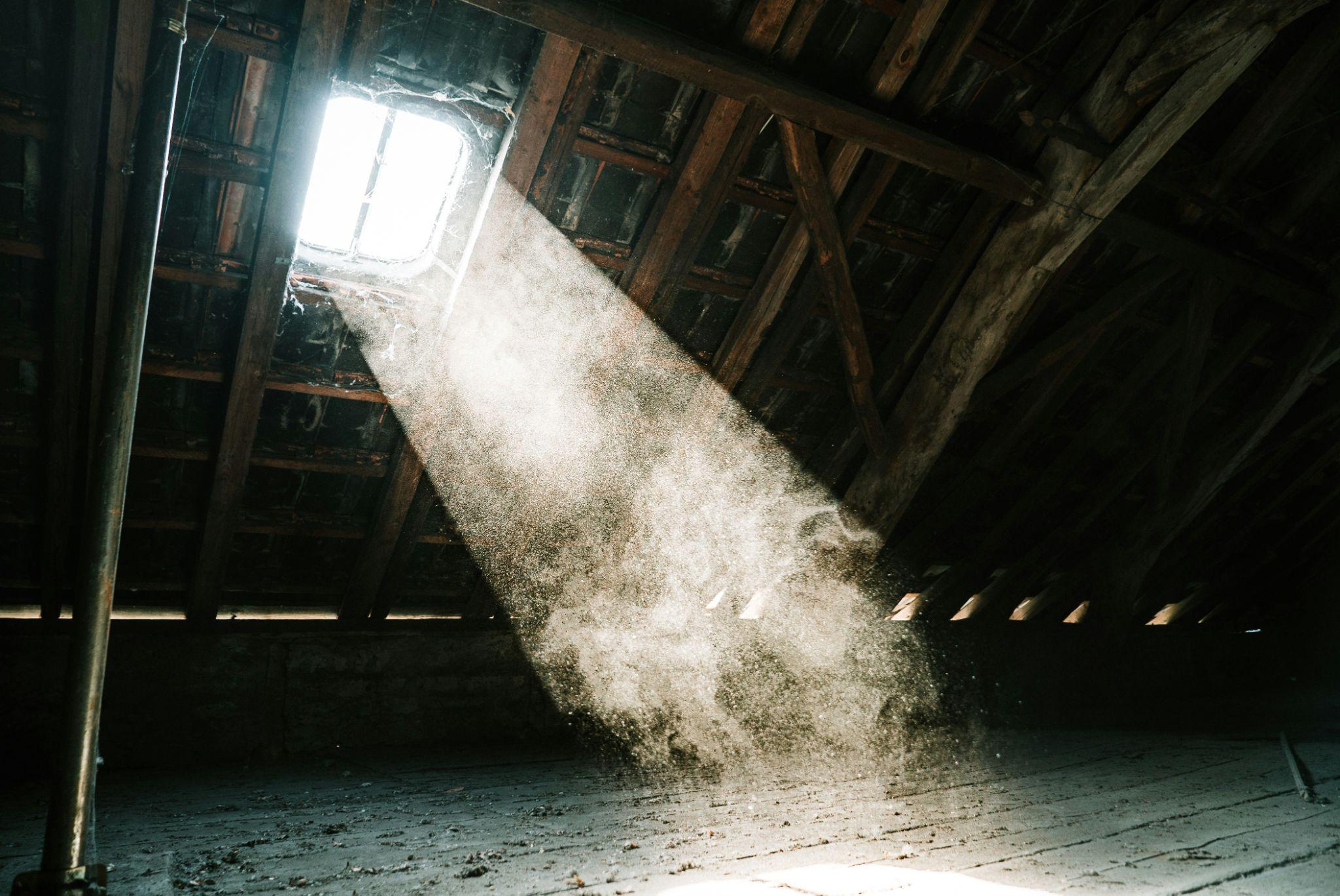 A professional assesses attic insulation in California for a residential property.
