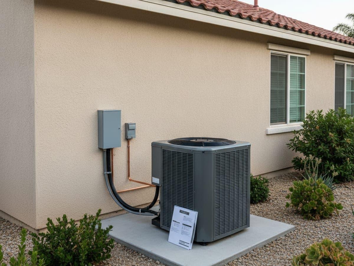Older residential air conditioner struggling during a California summer, illustrating the need for air conditioning repair in California.
